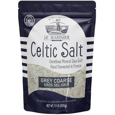 Le Marinier French Sea Salt Grey Coarse Sea Salt, 1.1lb - 18oz. Unrefined Sea Salt 100% Natural, Hand Harvested Mineral Sea Salt, Sel Gris (1.1lb Grey Coarse)