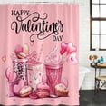 thumbnail image 3 of Pink Valentines Waterproof Fabric Shower Curtain, Love Heart Desserts Coffee Waterproof Fabric Shower Curtain for Bathroom Curtains Bathtubs Hotel Washable Shower Curtains with 12 Hooks Small 36x78in, 3 of 8