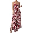 thumbnail image 3 of Women'S Jumpsuit Casual One-Piece Boho Summer Outfits Strap Wide Leg Long Pants Rompers Red S, 3 of 10