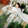 thumbnail image 4 of Homewish Green White Gold 7pcs Bedding Comforter Set,Modern Minimalist Artistic Queen Bedding Sets,Graffiti Geometric Queen Sheet Sets For Adult,Ultra Soft Home Decor Reversible, 4 of 8