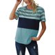 thumbnail image 1 of Camisetas con bloques de color, ajuste holgado, diseño de rayas de empalme, cuello redondo de moda, manga corta para el hogar, vacaciones y oficina, 1 of 6