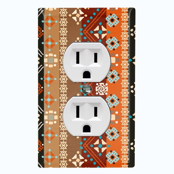 Metal Light Switch Plate Outlet Cover Colorful Ethnic Aztec Tribal Pattern SFR052