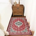 thumbnail image 2 of Jamfeel Washable Area Rugs 2x3 Door Mat Entryway Vintage Floral Low Pile Rug Entrance Carpet for Living Room Kitchen, Red, 2 of 5
