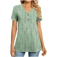 thumbnail image 2 of Women Activewear Clothes Blouses for Women Short Sleeve V Neck Tops Floral Summer Fashion Tunic Tops Buttons Loose Fit Dressy Casual Y2K Plus Size Tee Shirts Ropa Mujer Previous Orders History, 2 of 7