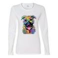 thumbnail image 2 of Don't Judge My Pitbull I Won't Judge Your Kids Funny Dog Lover Womens Graphic Long Sleeve T-Shirt, White, Small, 2 of 3