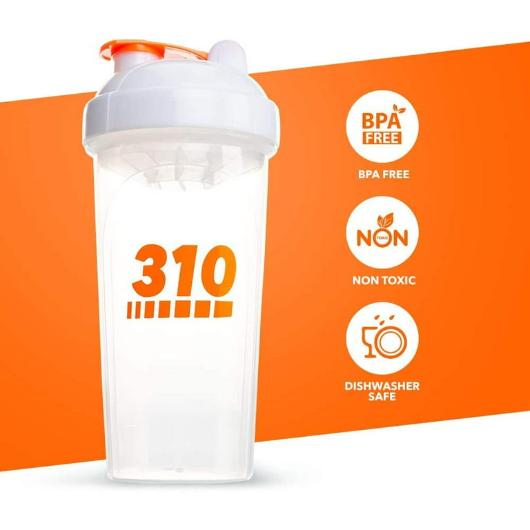 Clear Protein Shaker Bottle by 310 Nutrition - Meal Replacement Blender Cup  