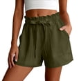 thumbnail image 2 of Shorts for Women Summer Casual High Waisted Wide Leg Drawstring Lounge Shorts Comfy 2026 Beach Vacation Clothes Green L, 2 of 7