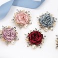 thumbnail image 3 of GROFRY Women Brooch 3D Rose Leaf Faux Pearl Rhinestone Lapel Collar Pin Bag Scarf Hat Decoration Brooch Prom Party Jewelry, 3 of 8