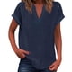 thumbnail image 1 of Camiseta sin mangas de verano para mujer, corte holgado, cuello en V plisado, sin mangas, bajo curvo, fluida, 1 of 5