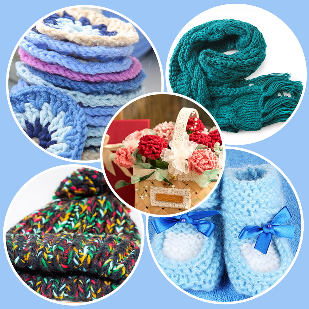 Jupean Crochet Hook, Extra Long Knitting Needles for Beginners and Crocheting Yarn,7 mm