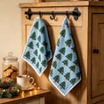 thumbnail image 4 of Christmas Tree Pattern Hand Towels Set Of 2 Soft Absorbent Kitchen Bathroom Dish Towels For Holiday Home Decoration, 4 of 6