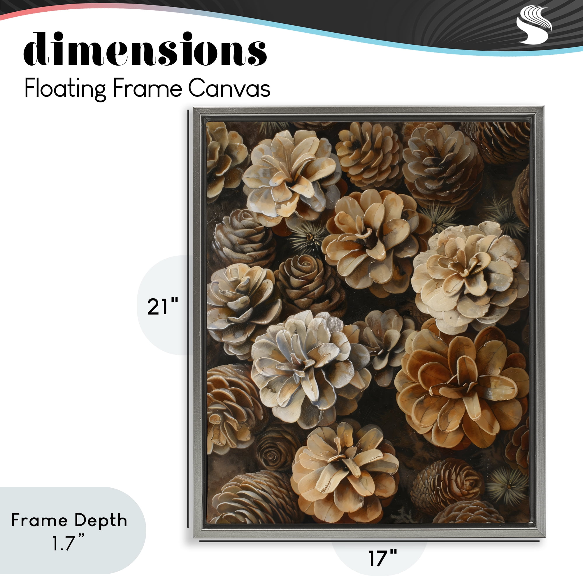 Stupell Industries Pinecone Arrangement Rustic Botanicals Gray Framed Floater Canvas Wall Art, design by Creative Studio