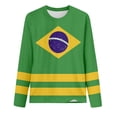 thumbnail image 3 of Trendfront Womens Crewneck Tee Brazil National Flag Element Graphic Long Sleeve T Shirts Summer Casual Active Sports Wear Top, 3 of 3