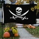 thumbnail image 3 of Bandera pirata de poliéster de 90x150cm, Calavera, hueso, Scart rojo, adorno colgante para el hogar, fiesta temática de Halloween, accesorios de Halloween al aire libre, 3 of 4