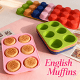 thumbnail image 6 of JDH Silicone Muffin Top Pans, 2 Pack Non-stick Whoopie Baking Pan 6 cavities Round Tray Silicone Egg Sandwich Molds for Mini Cakes Biscuits Egg Cloud Bread Buns English Muffins Breakfast Sandwiches, 6 of 8