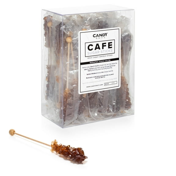 Candy Envy Amber Cafe Rock Candy, 36 Individually-Wrapped Swizzle Sticks