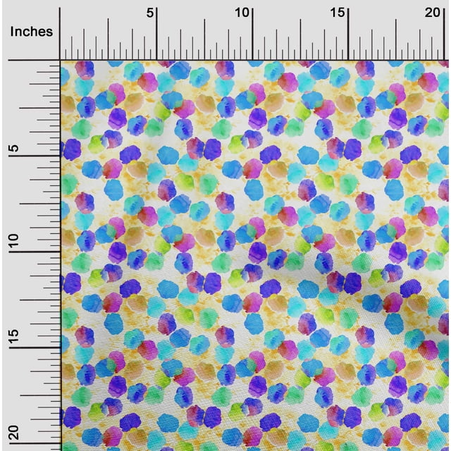 oneOone Polyester Lycra Turquoise Blue Fabric Watercolor Floral Craft Projects Decor Fabric Printed By The Yard 56 Inch Wide