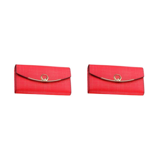 Cartera de mujer Minnieouse gran capacidad tarjetero rectangular bolsillo con cremallera Rojo 2piezas