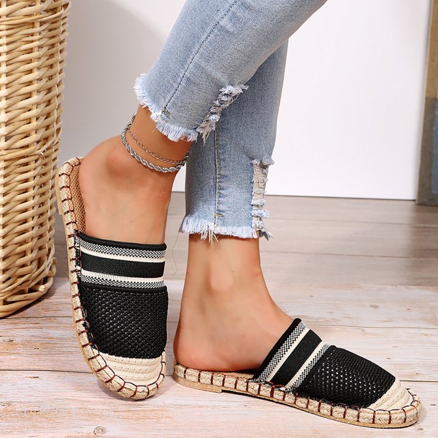 Zapatos de mujer de pescador tejido Baotou Medias pantuflas Tela de red Zapatos perezosos Wmkox8yii hj789