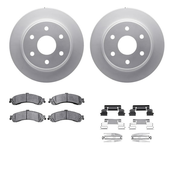 Dynamic Friction Company Rear Geospec Brake Rotors with Heavy Duty Brake Pads includes Hardware 4212-48010
