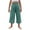 Green, variant on Girls Casual Linen Capris Smocked High Waist Capri Pant Pleated Loose Wide Leg Pull On Crop Trousers 8 Years, Navy