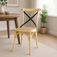 thumbnail image 3 of 2xhome Natural Mid Century Modern Farmhouse Cross Back Chair With X Back Assembled Solid Real Wooden Frame Style Dining Chair Side Armless For Accent Chair Woven Kitchen Task Work, Set of 1, 1 piece, 3 of 9