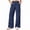 Blue, variant on Textured Waffle Dress Pants for Women, Wide Leg Pull-On Work Trousers with Pleats, Elastic Waist, 2 Pockets and 26-30 Inch Inseams