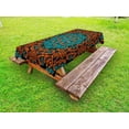 thumbnail image 1 of Psychedelic Outdoor Tablecloth, Round Flowers Floral Patterns with Psychedelic Motif Boho Hippie Style Image, Decorative Washable Fabric Picnic Table Cloth, 58 X 84 Inches,Teal Orange, by Ambesonne, 1 of 2