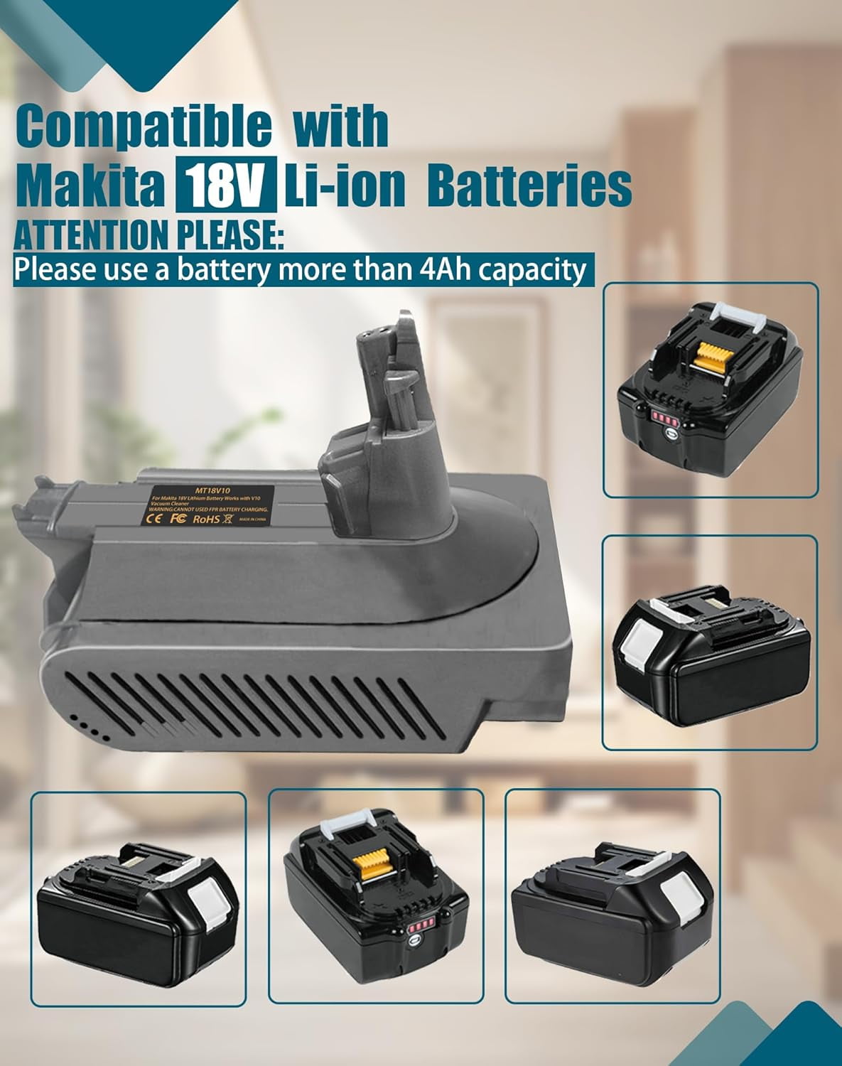 V10 Adapter for Ryobi 18V Li-ion Battery Converter to for Dyson V10 Battery for Cyclone Animal Fluffy SV12 Vacuum Cleaner