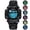 black, variant on men's camouflage digital waterproof sports watch colorful luminous, alarm clock and snooze, stopwatch design birthday gift, Christmas outdoor activities.