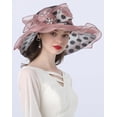thumbnail image 4 of Fascinator Hats for Women, Women's Organza Church Derby Hat Hats Wide Brim Tea Party Hats Uv Protection Sun Hat, 4 of 5