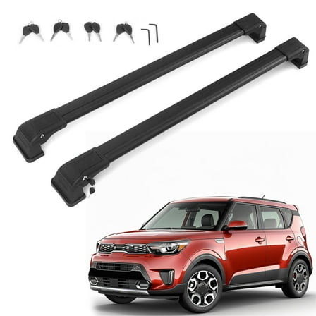 For Kia Soul 2014-2019 Roof Rack Cross Bar Luggage Carrier Black 2 Pcs Aluminium