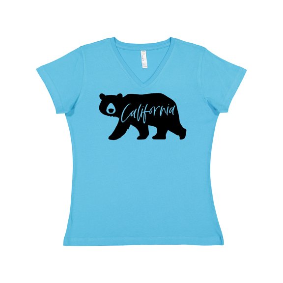 Inktastic California Black Bear Silhouette Women's V-Neck T-Shirt