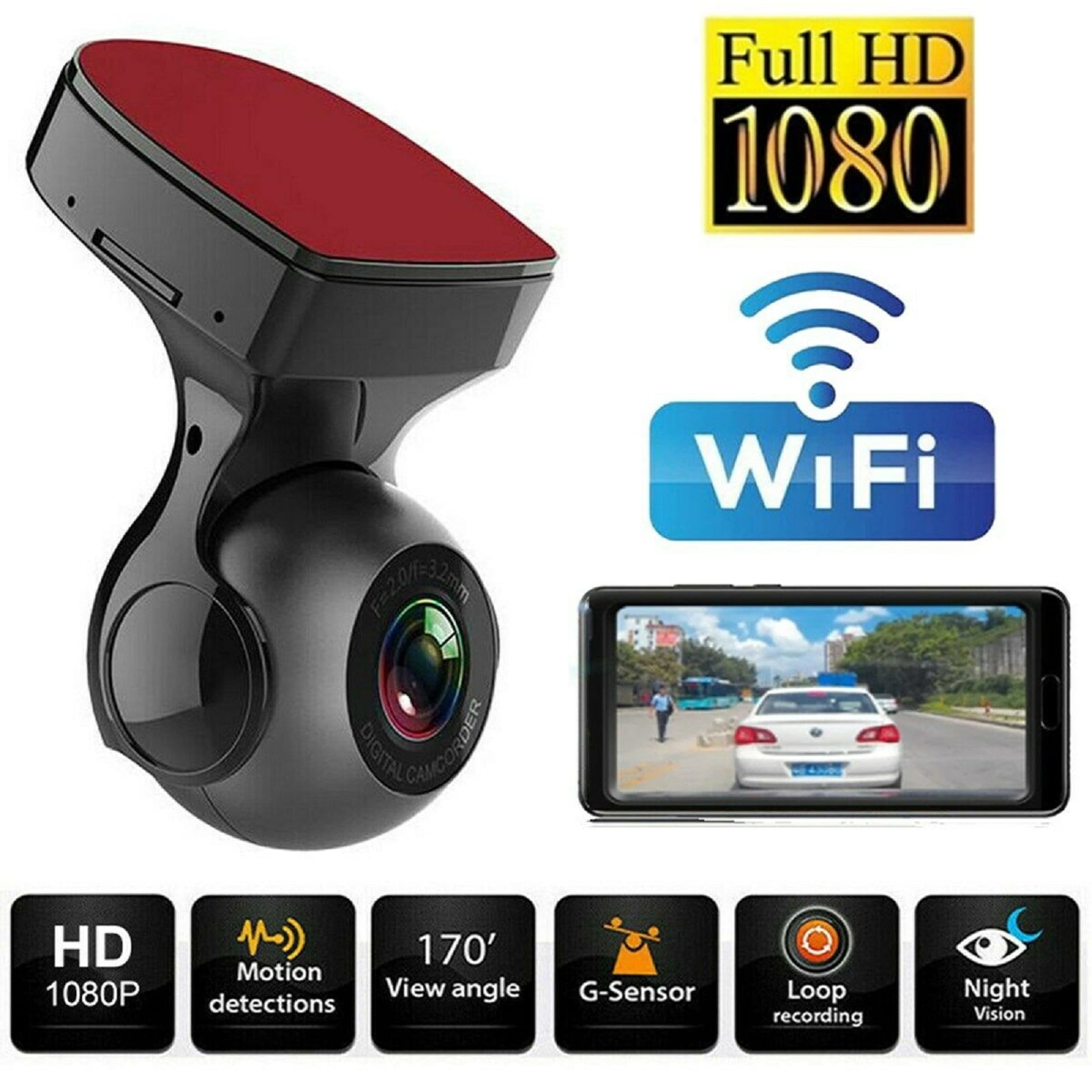 Autokamera DVR Dashcam WiFi GPS Video Recorder Full HD 1080P 170° G-sensor ADAS 
