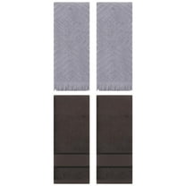 Unique Bargains 4 Pcs Striped Cotton Hand Towel Decor Dark Brown/Grey 14" x 30"/13" x 29"