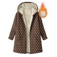 thumbnail image 6 of Women's Polka Dots Jacket, Fleece Lined Hooded Coat, Windbreaker Quilted Puffer Coat, Winter Snow Warm Overcoat Casual Long Sleeve Outwear, 6 of 7