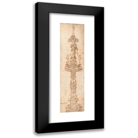 Pietro Torrigiano 7x14 Black Modern Framed Museum Art Print Titled - Design for a Candlestick (1472-1528)