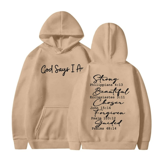 TINZ Sweat à Capuche Imprimé Lettre pour Femmes, Manches Longues, avec Poches, Décontracté, Fermeture Éclair devant