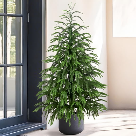 ZULAR Christmas Decorations-2-Foot Christmas Artificial Norfolk Pine Tree for Front Porch-Realistic Potted Tree Xmas Decor for Home Outdoor Indoor Garden Xmas Decor