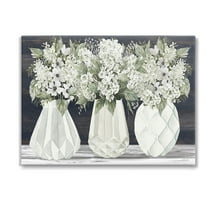 Stupell Industries Flowers in Geometric Vases Botanical & Floral Painting Gallery Wrapped Canvas Art Print Wall Art, 40 x 30