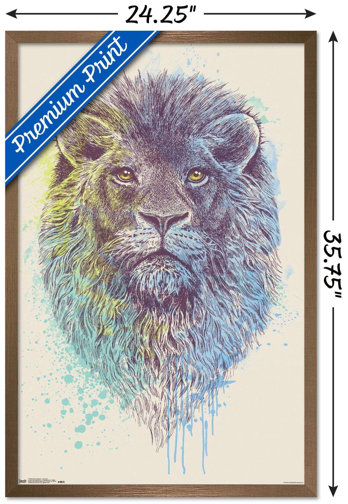 Rachel Caldwell - Lion Head Wall Poster, 22.375" x 34", Framed