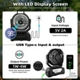 thumbnail image 4 of Roykaw 20800mAh Portable Camping Fan, Oscillating Fan, 60 Hrs+ Work Battery Fan with Timer,Power Level Display & Colorful LED Lights, 4 Speeds, Cordless Fan for Fishing, Golfing, Beach, 4 of 8