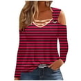 thumbnail image 2 of WXLWZYWL Womens Cold Shoulder Tops and Blouses, Long Sleeve Shirts Criss Cross Scoop Neck Tops Fall Clohtes 2024 Trendy, 2 of 5