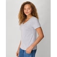 thumbnail image 3 of Hanes Perfect-T Women's V-Neck Cotton T-Shirt Light Steel M, 3 of 5