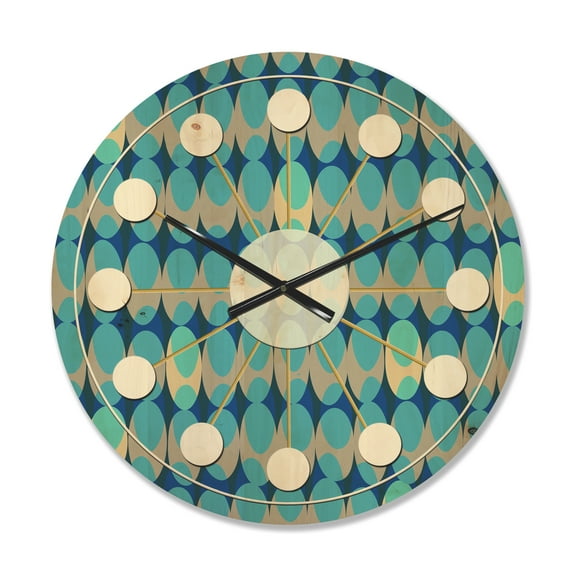 Designart 'Abstract Retro Design XV' Mid-Century Modern Wood Wall Clock