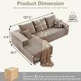 thumbnail image 6 of Tmjmj 107" L-Shaped Corduroy Modular Cloud Sectional Sofa, Boneless, Deep Seat, No Assembly, Camel, 6 of 7