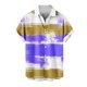 thumbnail image 2 of Blusa y camisa de manga corta con cuello vuelto para hombre, informal, a la moda, con estampado de bolsillo y botones, de poliéster., 2 of 5