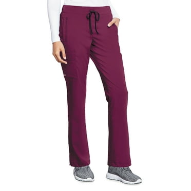 Motion By Barco MOP001 Women's Claire Five Pocket Flat Front Elastic Back Scrub Pant Wine XS