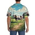 thumbnail image 3 of Balery Prairie Pasture Cow Camisa Casual de Manga Corta con Botones para Hombre, Texturizada, Estilo Cubano, para Playa, Verano-Small, 3 of 5