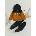thumbnail image 2 of Arvbitana Baby Boys Long Sleeve Hooded Letter Print Graphic Pullove Tops + Sweatpants Toddler Kids 2-Piece Casual Outfit Set 6M-4T, 2 of 9